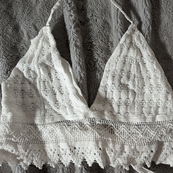 NWT Crochet Halter Crop Top Small White Cotton Cover-Up - Picture 8 of 9